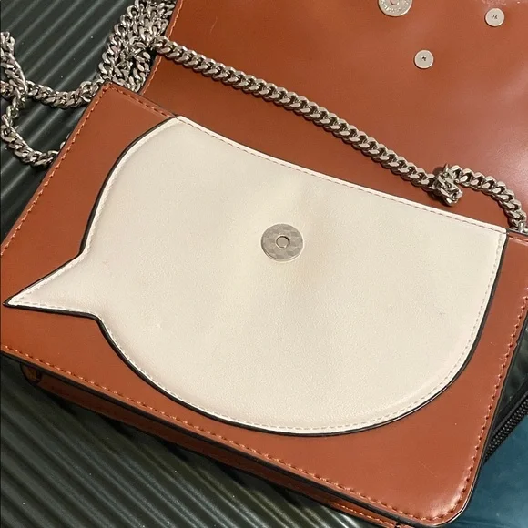 Zara Brown and White Chain Crossbody Bag - Picture 12 of 16